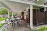 Wooden deck featuring outdoor dining area