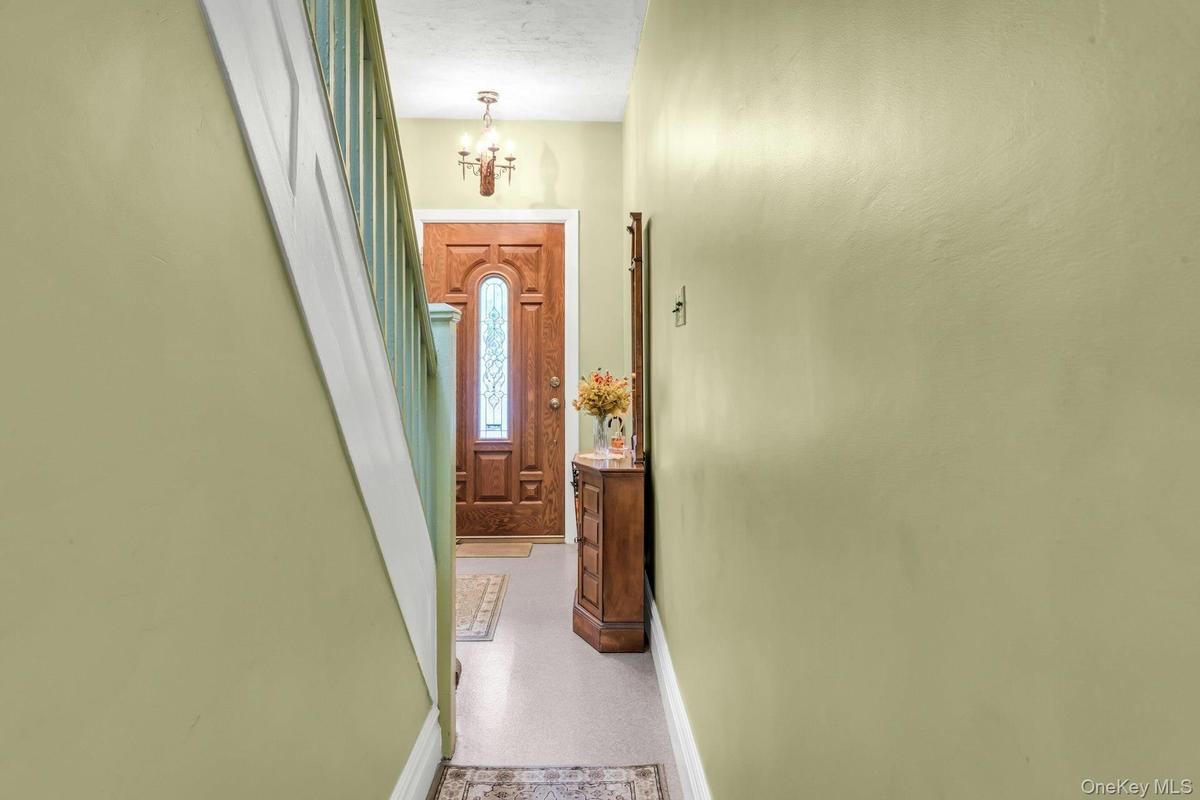 Facing front door.