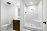 Finished bathroom in basement