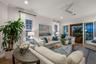 Living room at twilight.