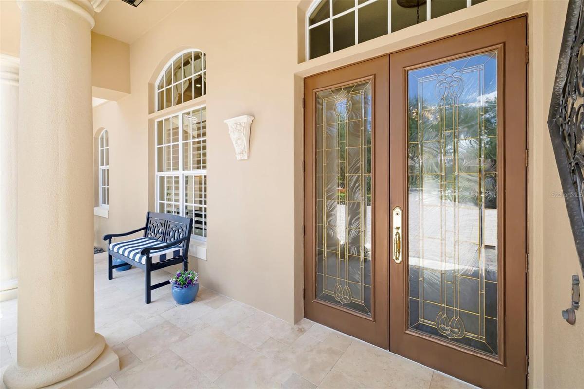 Double leaded glass front doors