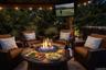 Gazebo with fire pit and TV