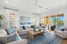 Lovely water and fountain views from this spacious and bright Living Room.