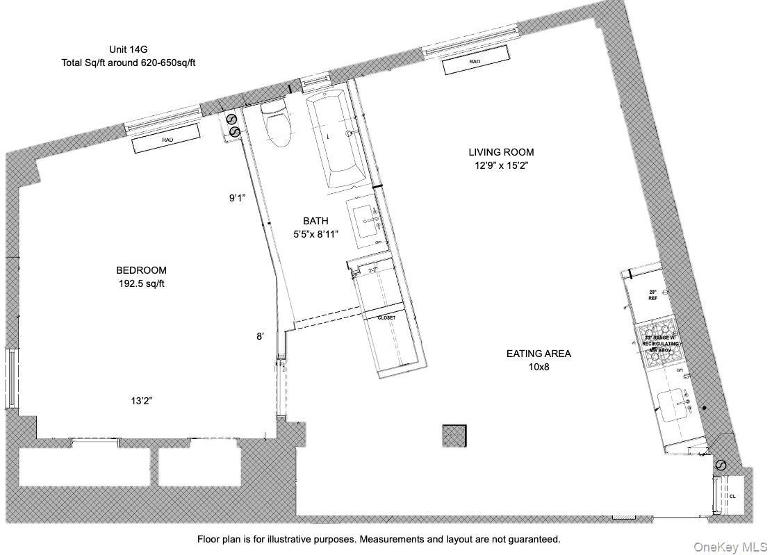 Floor plan for Unit 14G