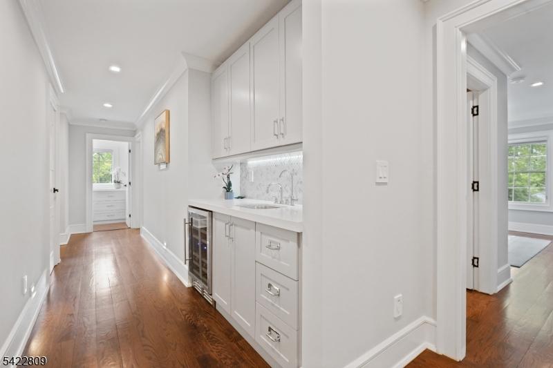 Wet bar in hallway