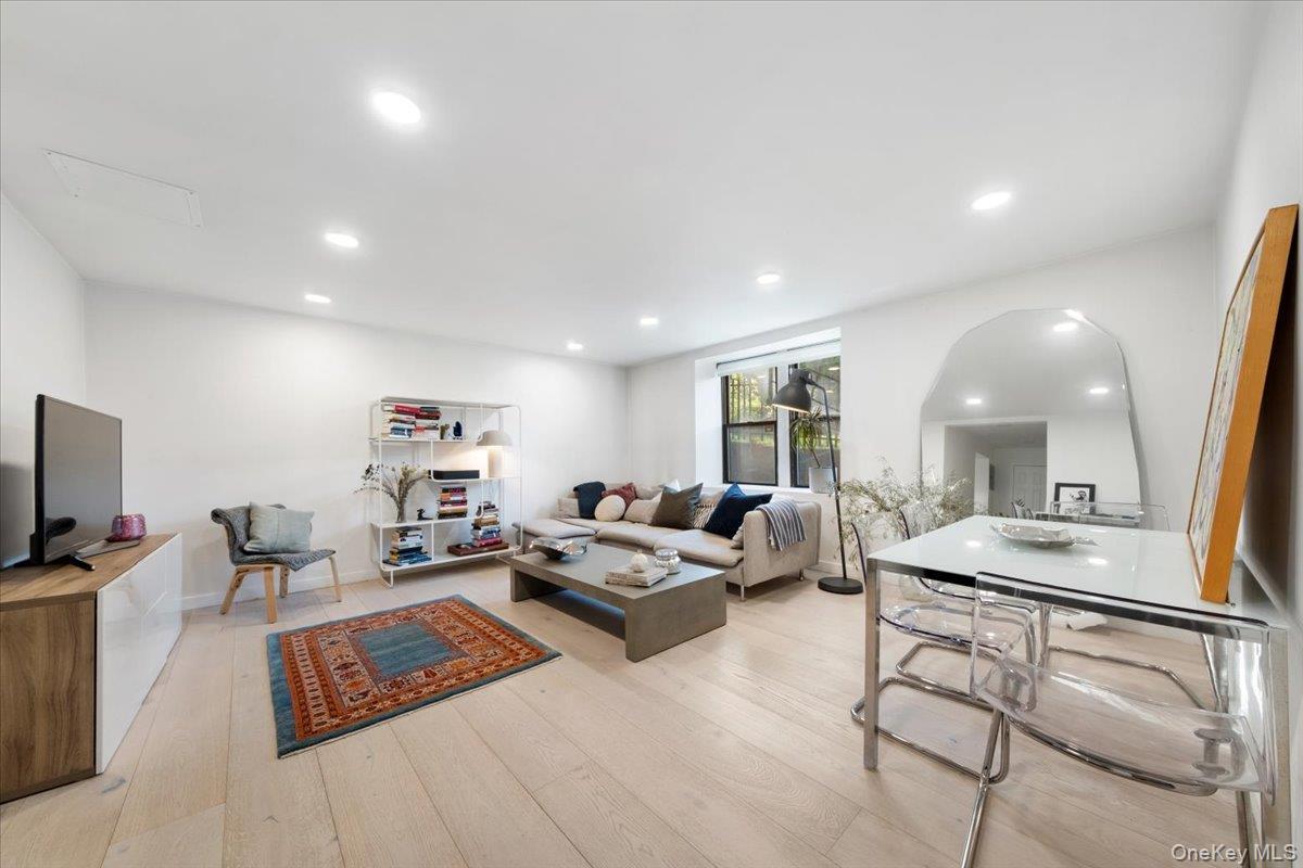 Welcoming Living Room with LED ceiling lights