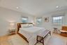 Bedroom with light wood-type flooring and recessed lighting