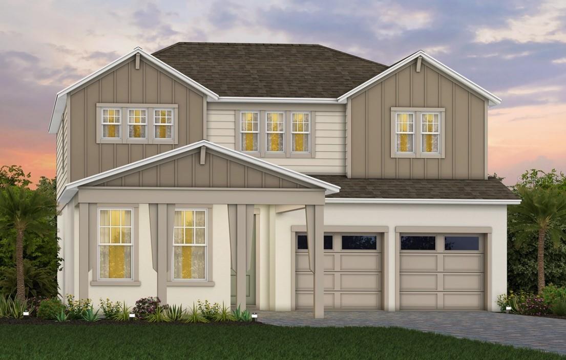 Exterior Design. Artistic rendering for this new construction home. Pictures are for illustrative purposes only. Elevations, colors and options may va