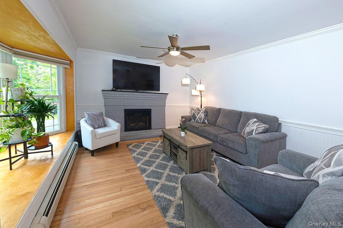 Fireplace and bay window