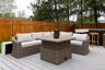 Deck featuring an outdoor hangout area and a fenced backyard
