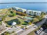 Aerial view of three Harbor Walk buildings. Unit #354 is located in far right building on top floor.