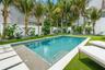 Pool view To lush landscaping in courtyard