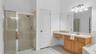 Master bathroom stand up shower and tub combo
