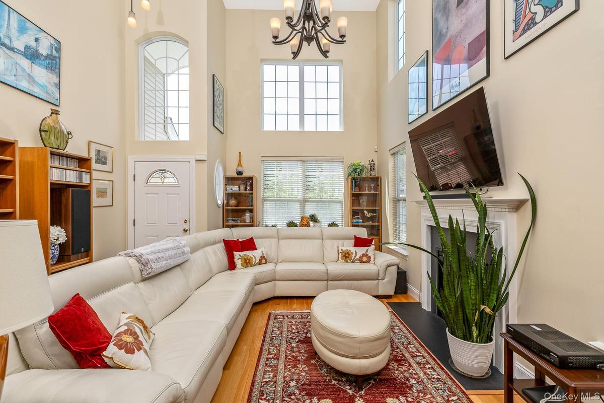 Two-story living area with high ceilings