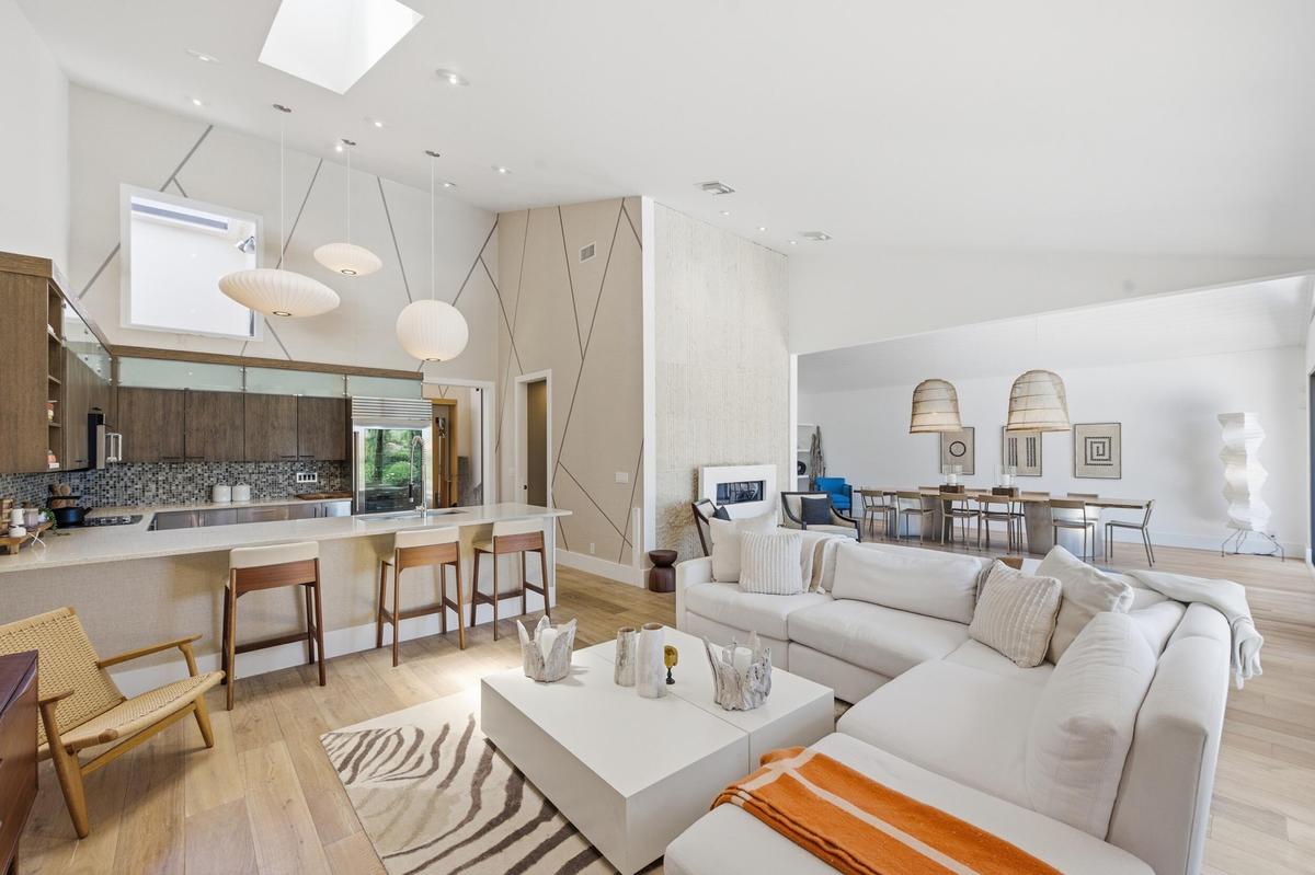 Open concept living room in Palm Beach Polo Wellington FL furnished rental