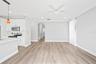 Family room showing hall to 4th bedroom, bath and garage