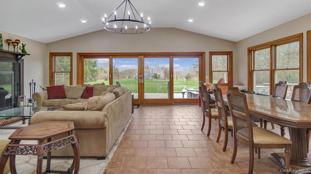 Beautiful family room with dining.