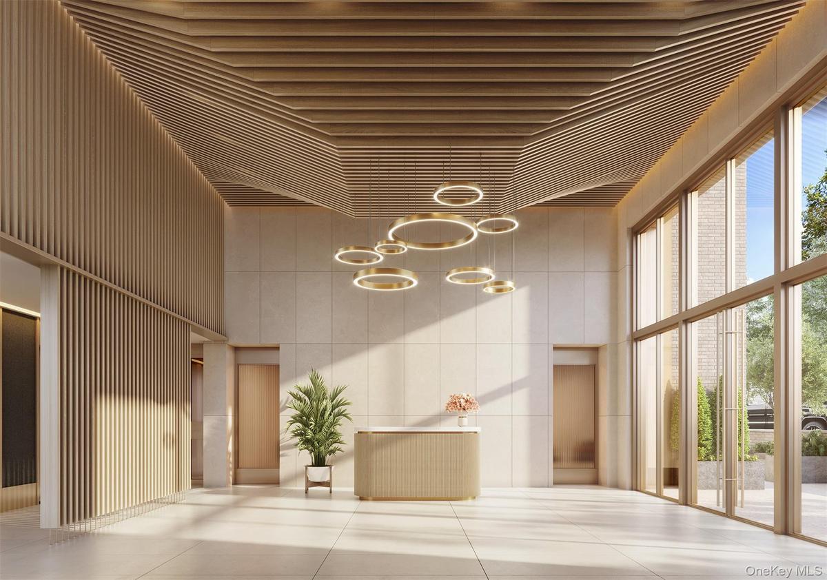 Building lobby with a high ceiling