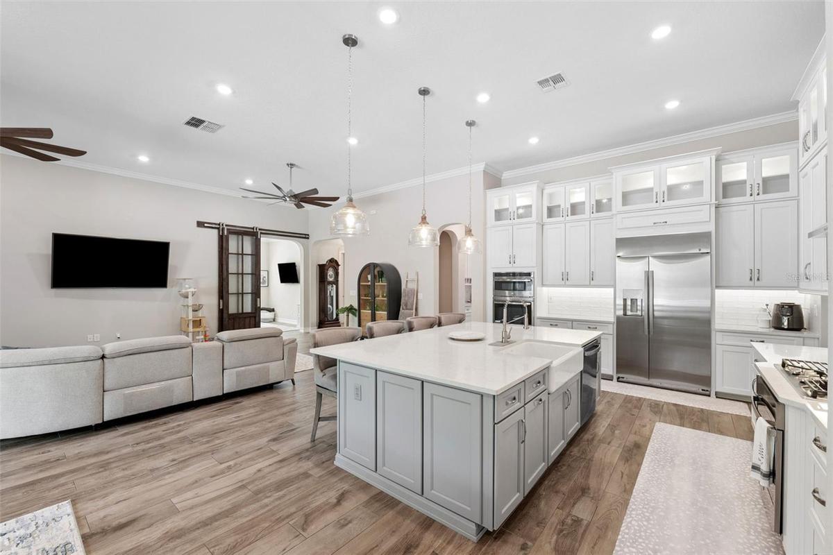 The kitchen island also offers ample space from meal prepping.