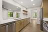 kitchen overlooks living room