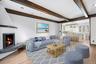 Virtually staged family room.
