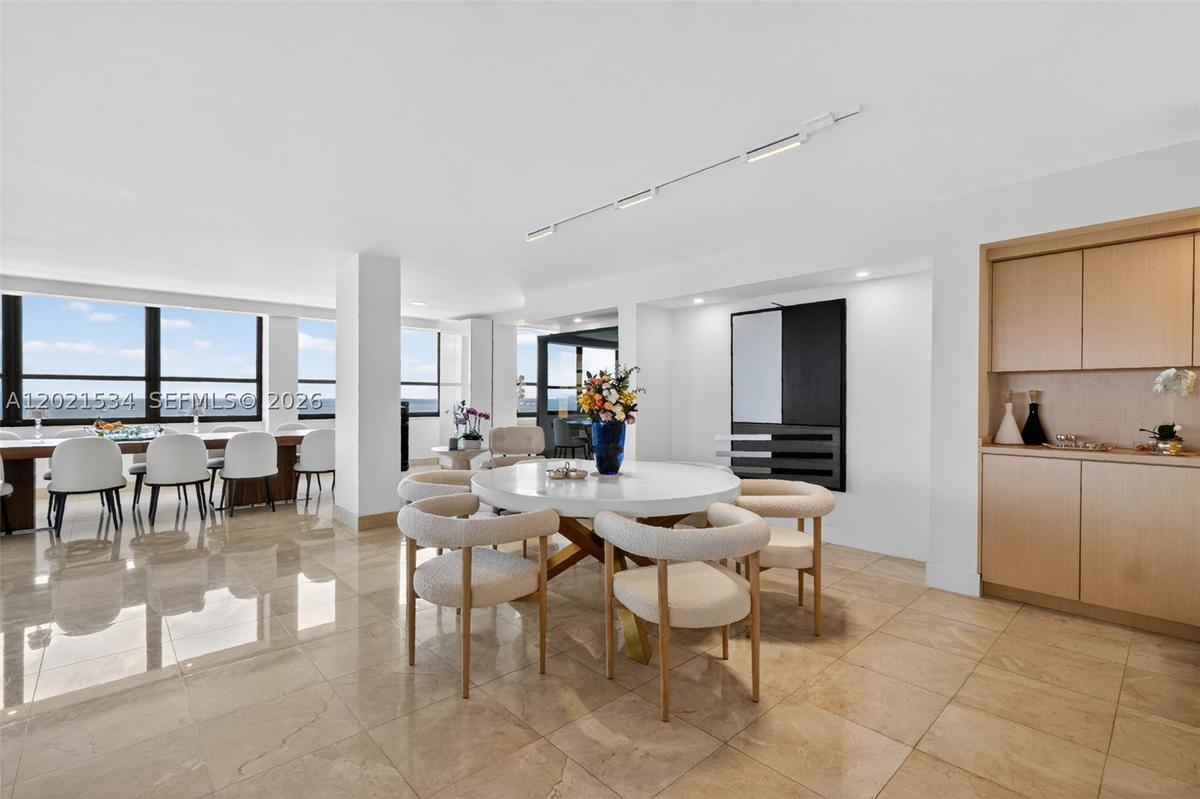 Social Area with Built-in Bar and Cabinetry