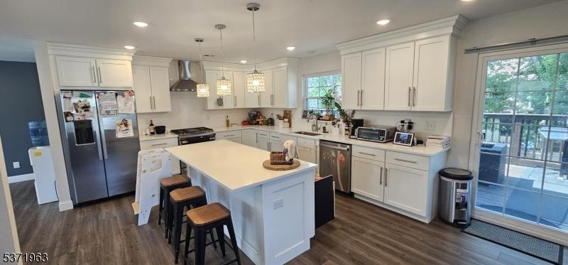 Kitchen with Sliders to Deck