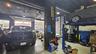Garage featuring a ceiling fan