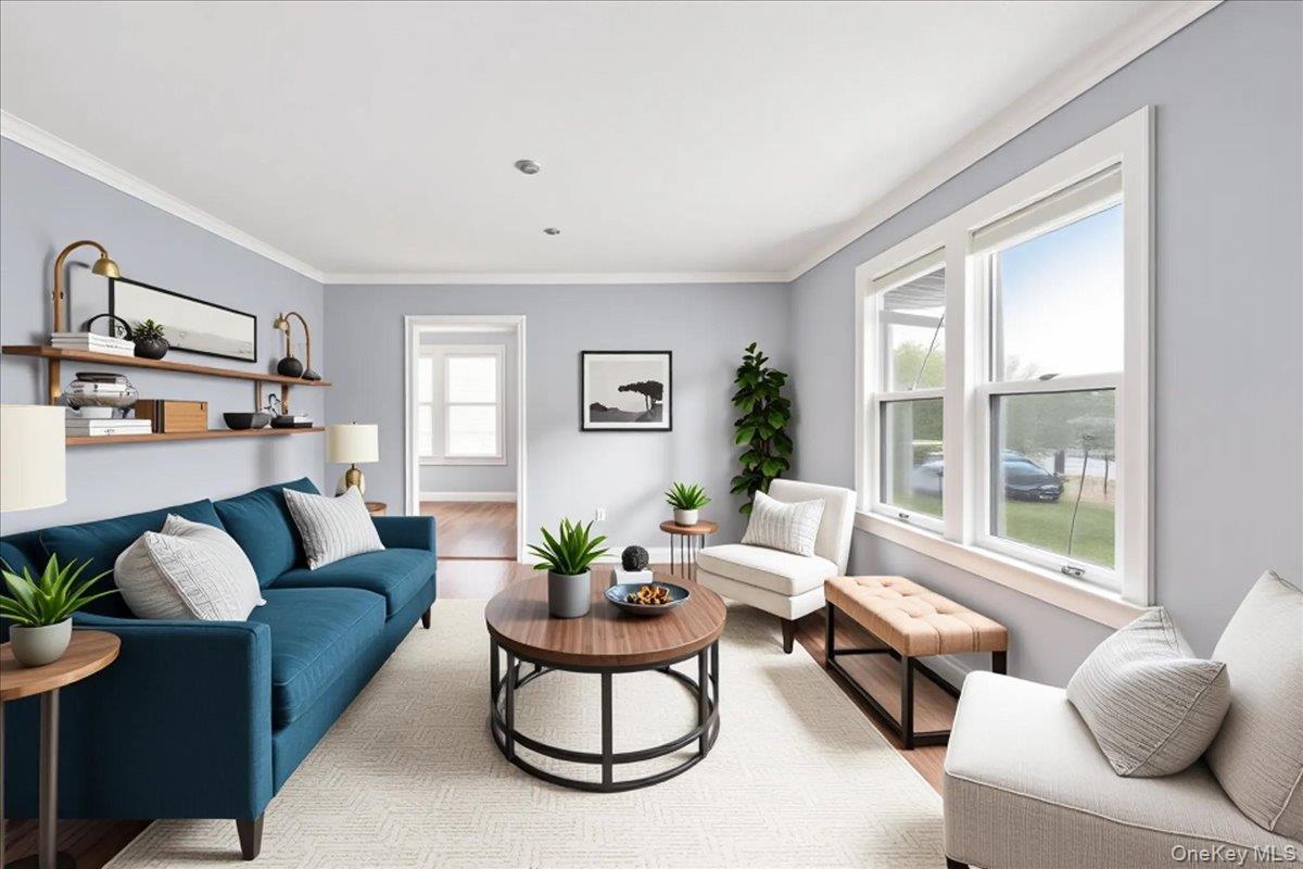 Digitally staged living room