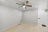 Unfurnished room with light wood-style flooring, recessed lighting, and ceiling fan