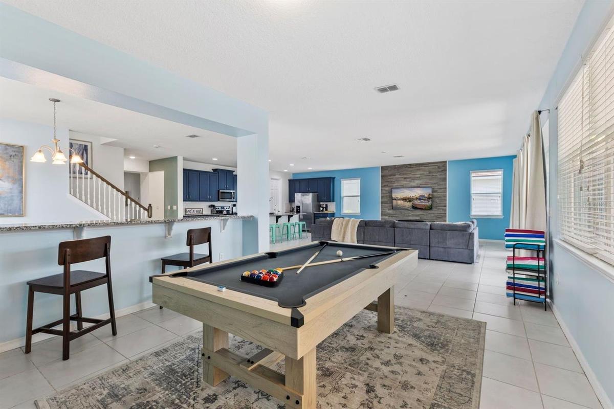 Pool table in living area