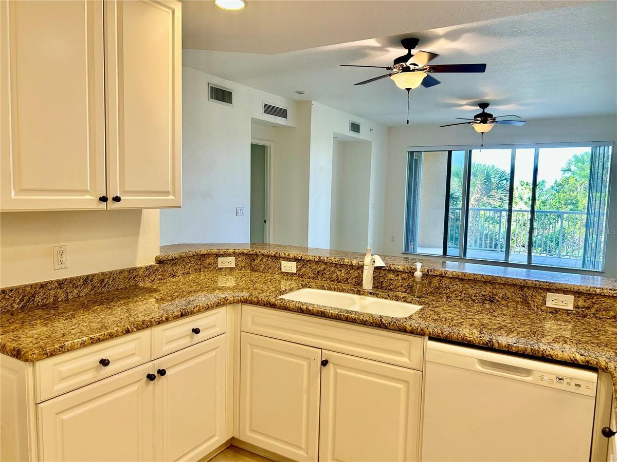 Kitchen opens to living areas!