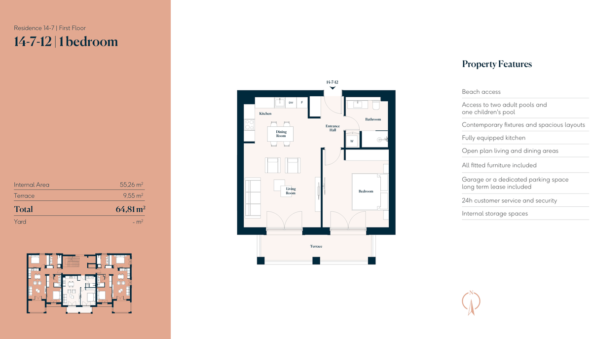 Lustica Bay - 1 Bed Flat for Sale - Floorplan 2