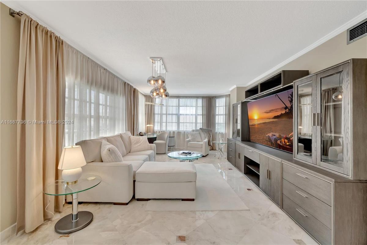 Beautiful living area, marble floors