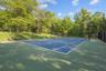 Tennis court with Premiere Court soft cushion surface. Just resurfaced and painted last year. Equipment shed is conveniently located