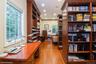 Office featuring light wood finished floors, recessed lighting, and ornamental molding