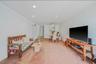 Carpeted living area featuring recessed lighting and ceiling fan