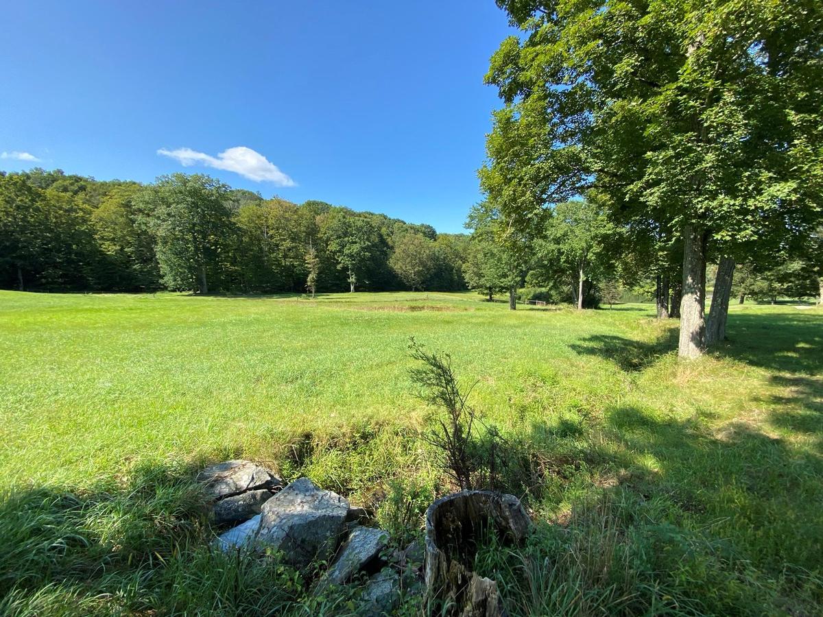 View of grassy yard with a view of countryside