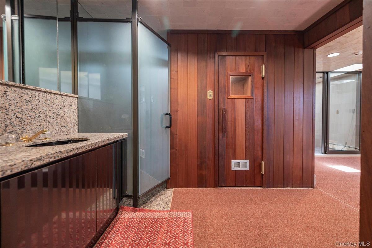 Shower and Sauna with vanity.