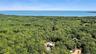 Drone / aerial view of a forest and a nearby body of water