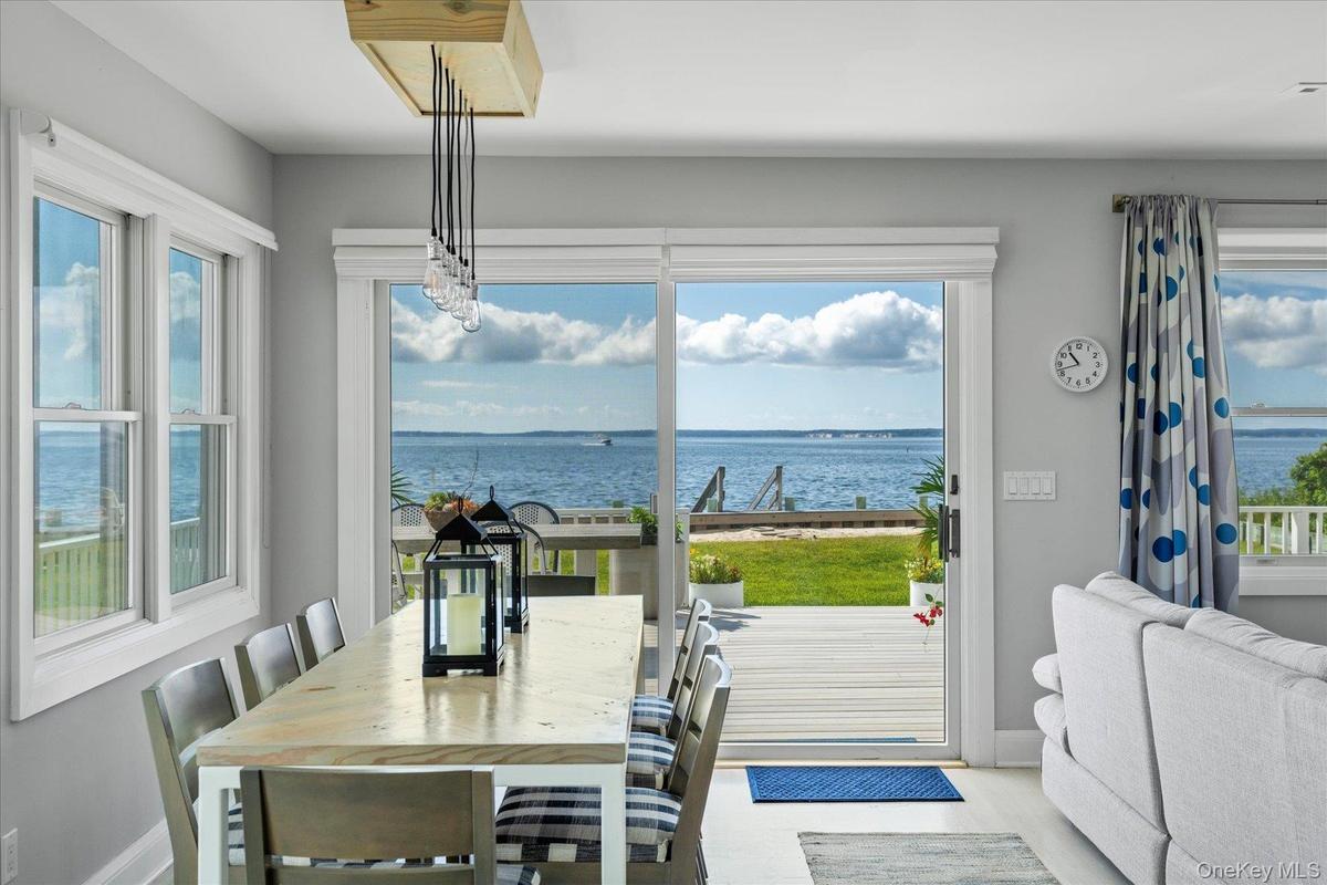 Enjoy indoor dining overlooking the Peconic Bay with spectacular water views.