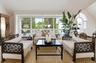 Living room with lofted ceiling