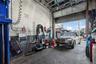 Garage with concrete block wall