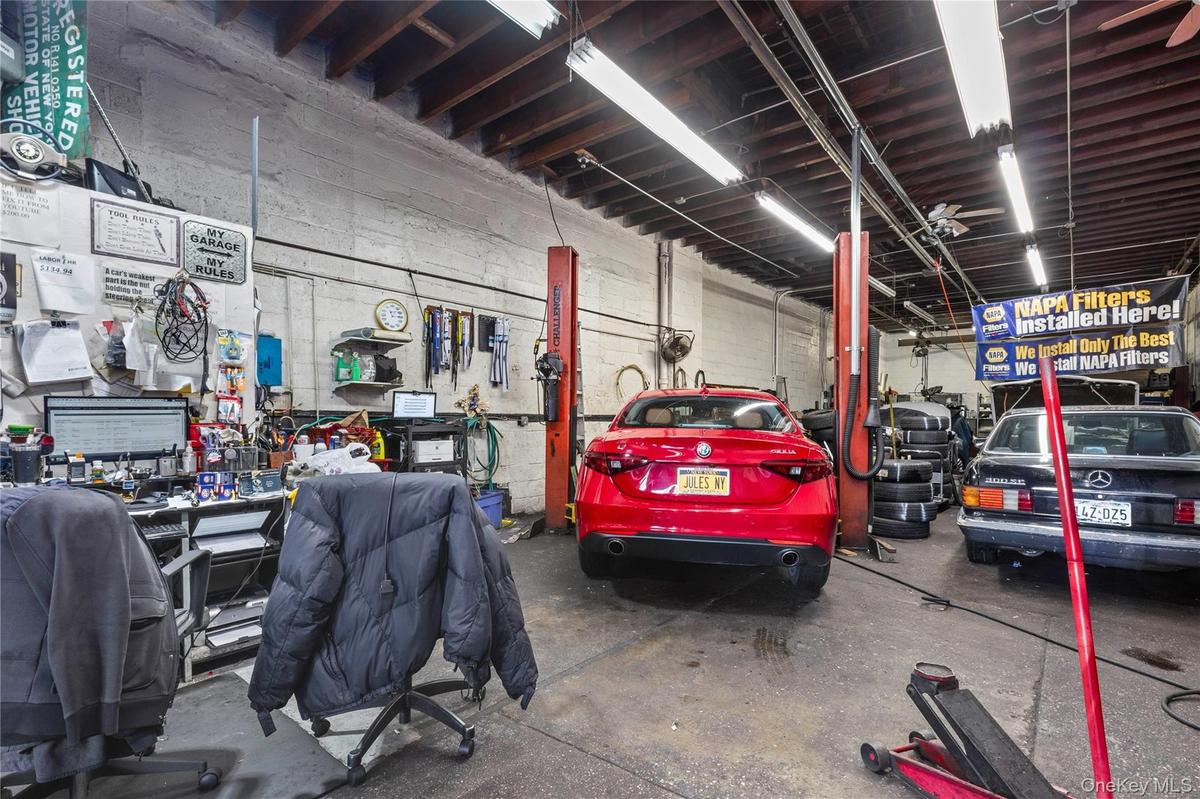 Garage featuring a workshop area
