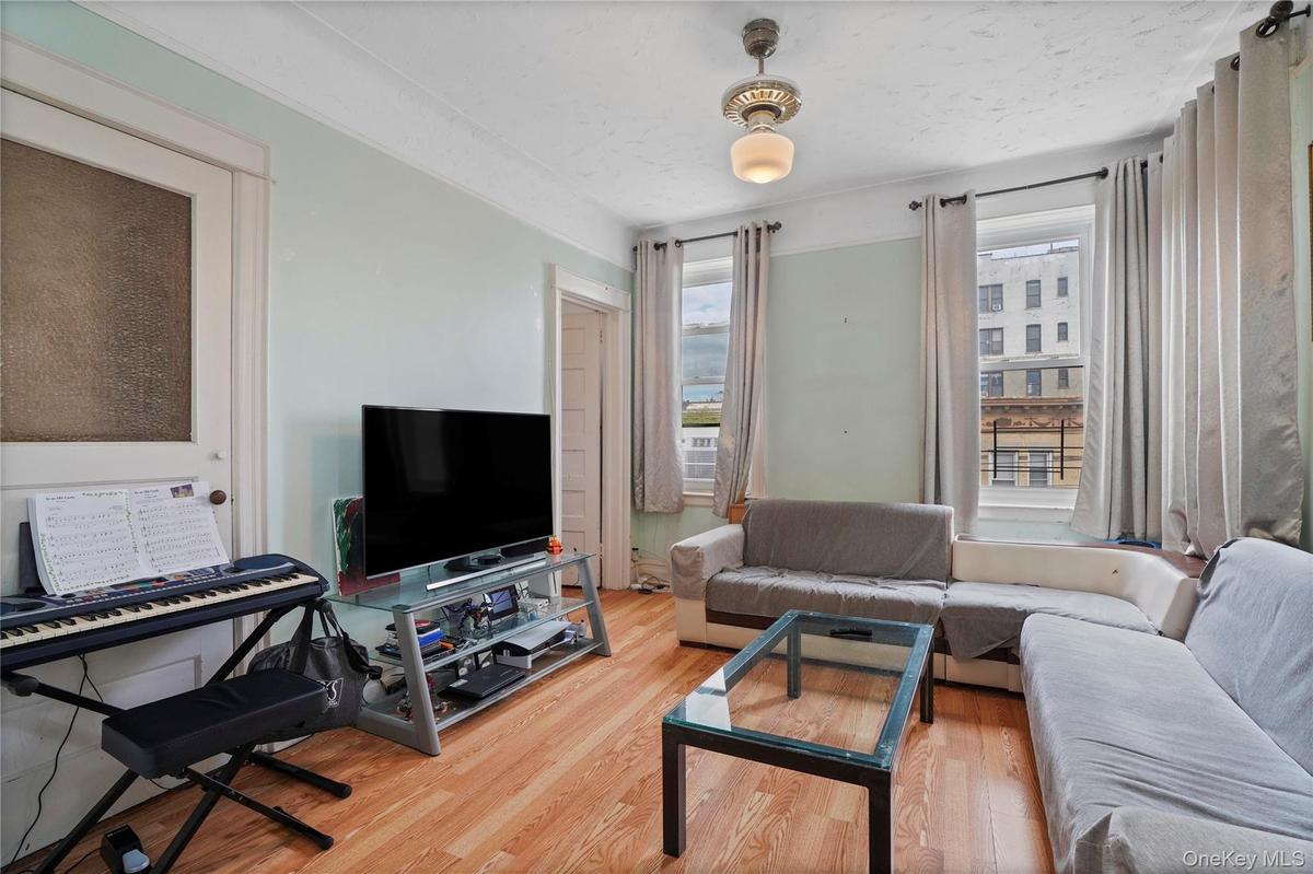 Living room with wood finished floors