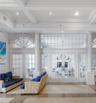 Lobby with beamed ceiling, ornamental molding, and recessed lighting