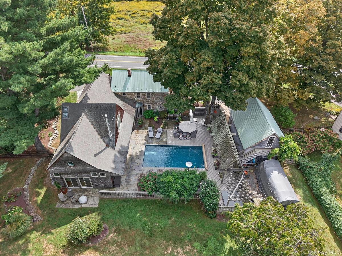 Aerial view of the backyard