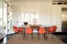 Dining space featuring dark wood-style floors