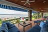 View of patio / terrace with an outdoor hangout area, a water view, and ceiling fan