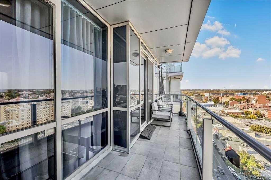 Balcony with a view of city